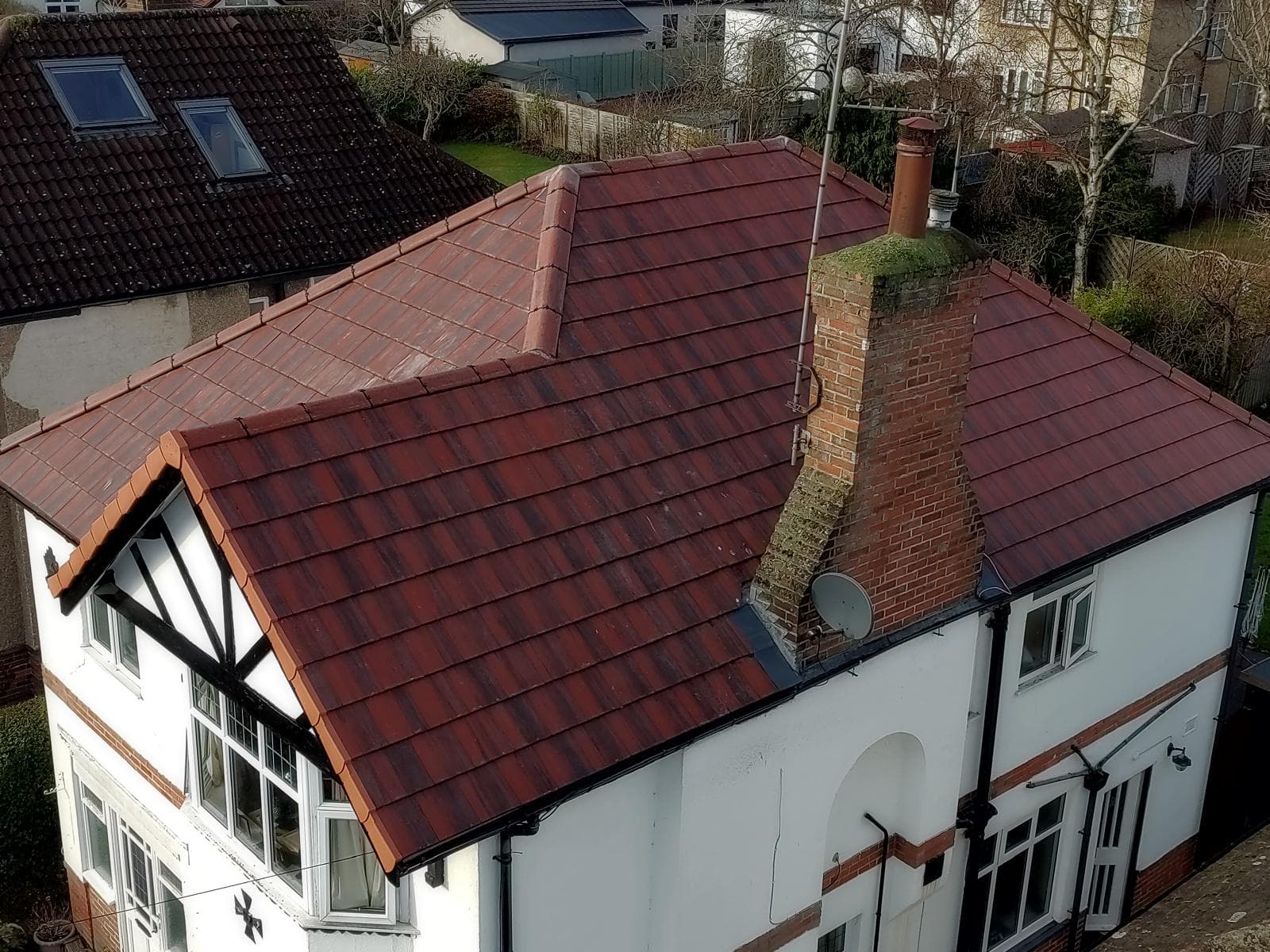 Terracotta tiled hipped roof